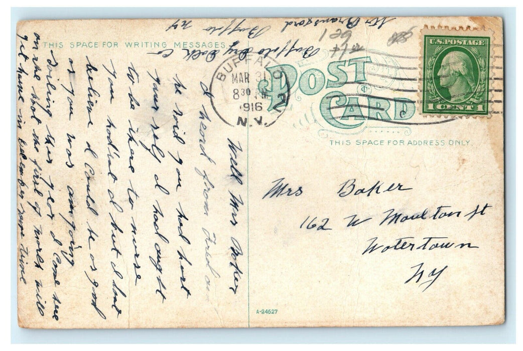 1916 Girls Dressed in White, Delaware Park, Buffalo New York NY Postcard