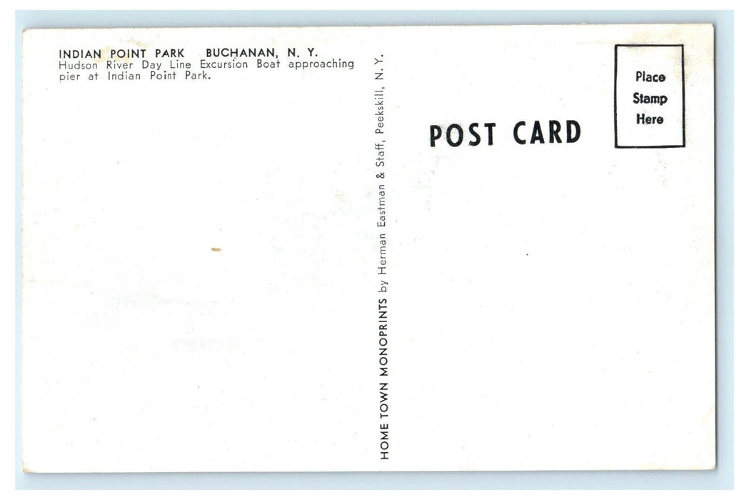 Hudson River Day Liner Indian Park Buchanan New York NY Antique Postcard