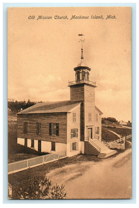 1911 Old Mission Church, Mackinac Island, Michigan MI Postcard