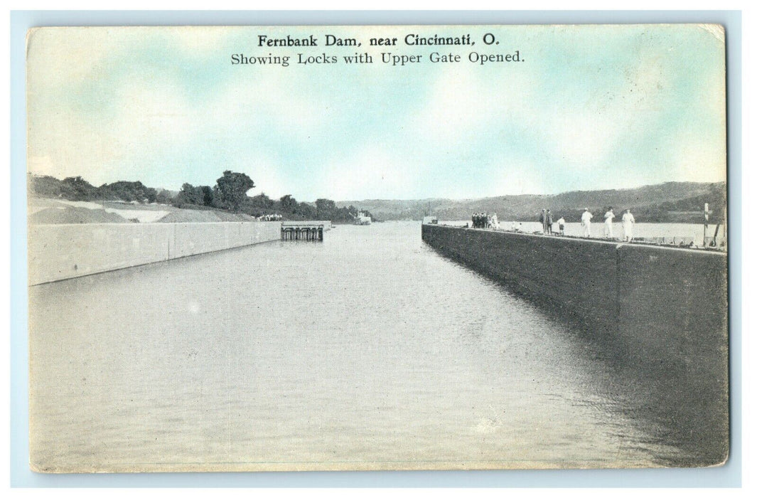 1905 Upper Gate Opened Fernbank Dam Near Cincinnati Ohio OH Antique Postcard