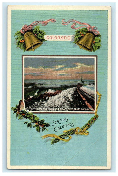 Christmas Bells Summit Pikes Peak Railway Above The Clouds Colorado CO Postcard