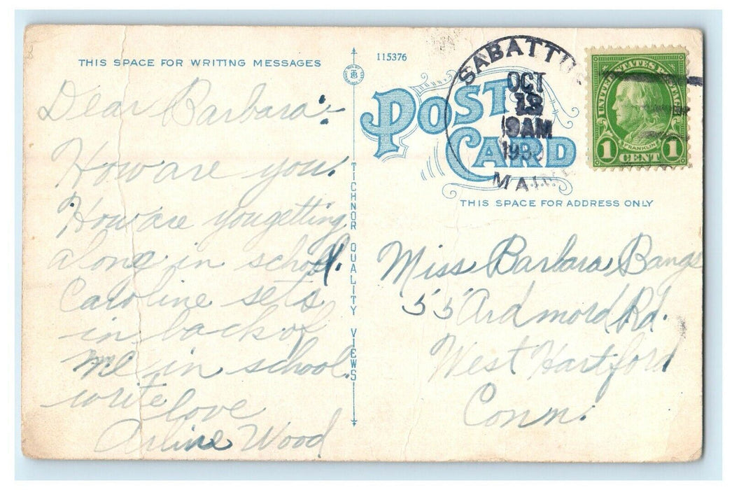 1930 Greetings From Sabattus Maine ME Road Vintage Postcard