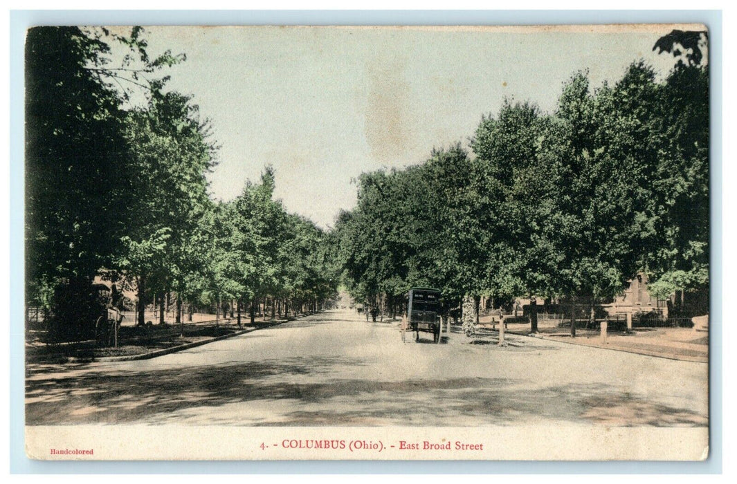 c1910 Columbus Ohio East Board Street Carriage OH Hand Colored Antique Postcard