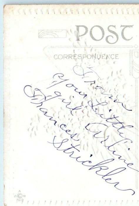 c1910's Greetings Easter Cross With Purple Pansies Flowers Embossed Postcard