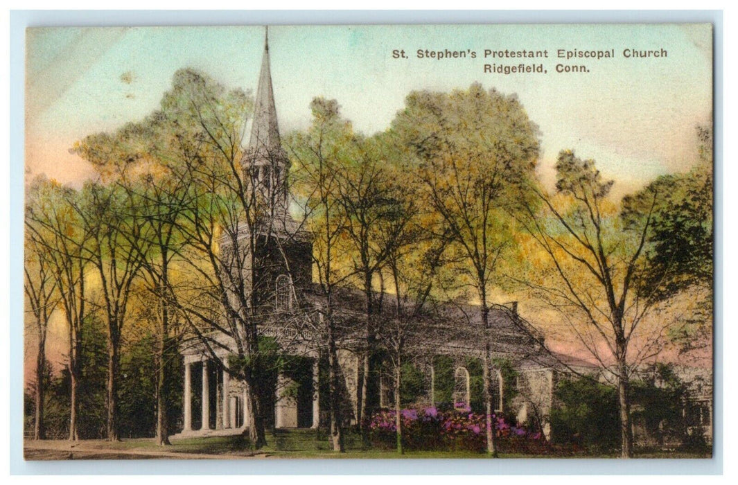 St. Stephen's Protestant Episcopal Church Ridgefield CT, Handcolored Postcard