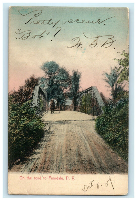 1907 On The Road Bridge To Ferndale New York NY Posted Antique Postcard