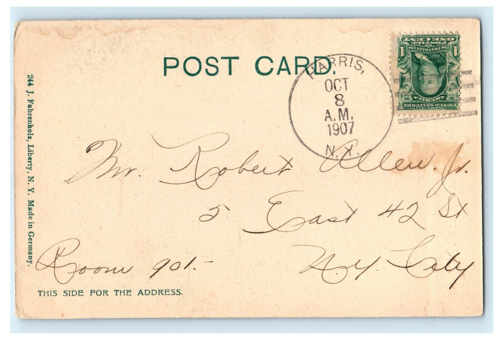 1907 On The Road Bridge To Ferndale New York NY Posted Antique Postcard