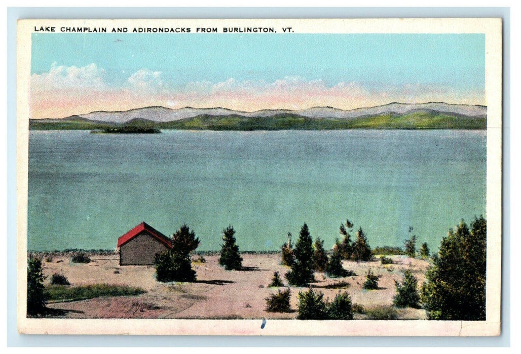 1931 Lake Champlain And Adirondacks From Burlington Vermont VT Antique Postcard