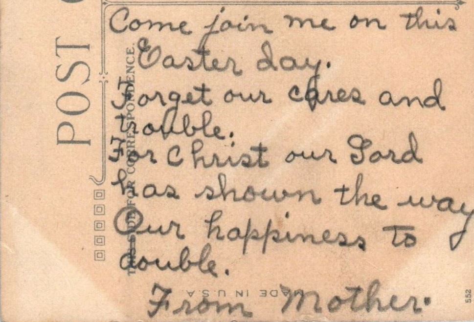 c1910's Greetings Easter Chapel Church Posted Antique Postcard