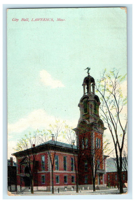 1908 City Hall Lawrence Massachusetts MA Posted Antique Postcard