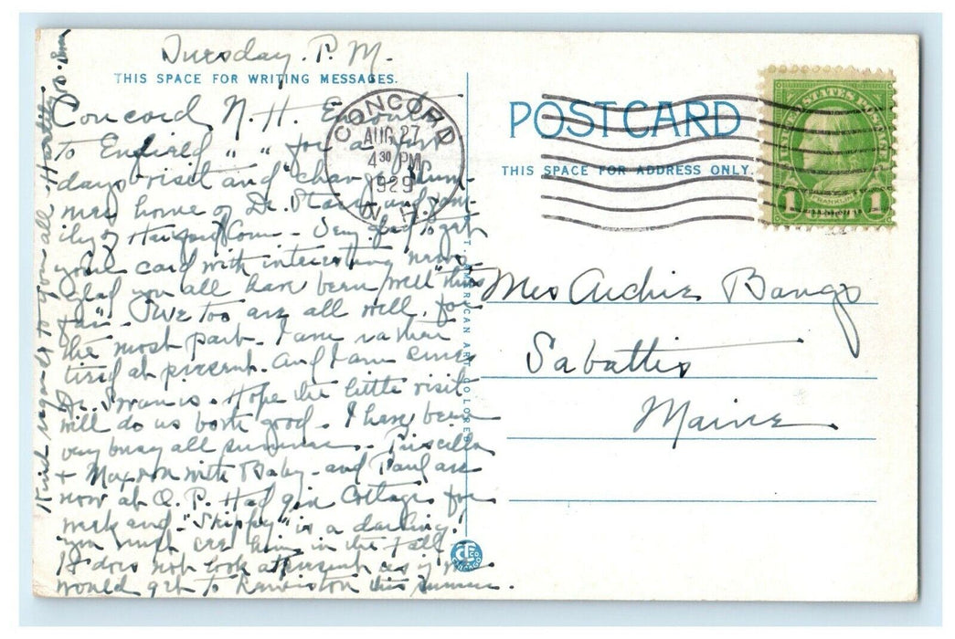 1929 Sheldon Library Of St. Paul's School Concord New Hampshire NH Postcard