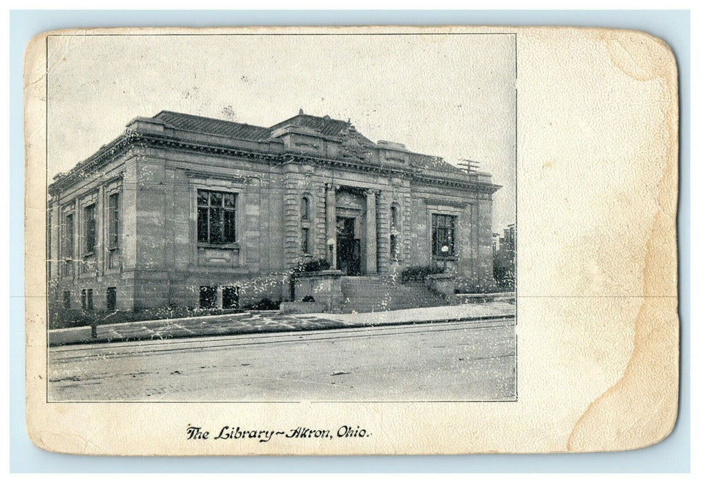 c1907 The Library Akron Ohio OH Posted Antique Postcard