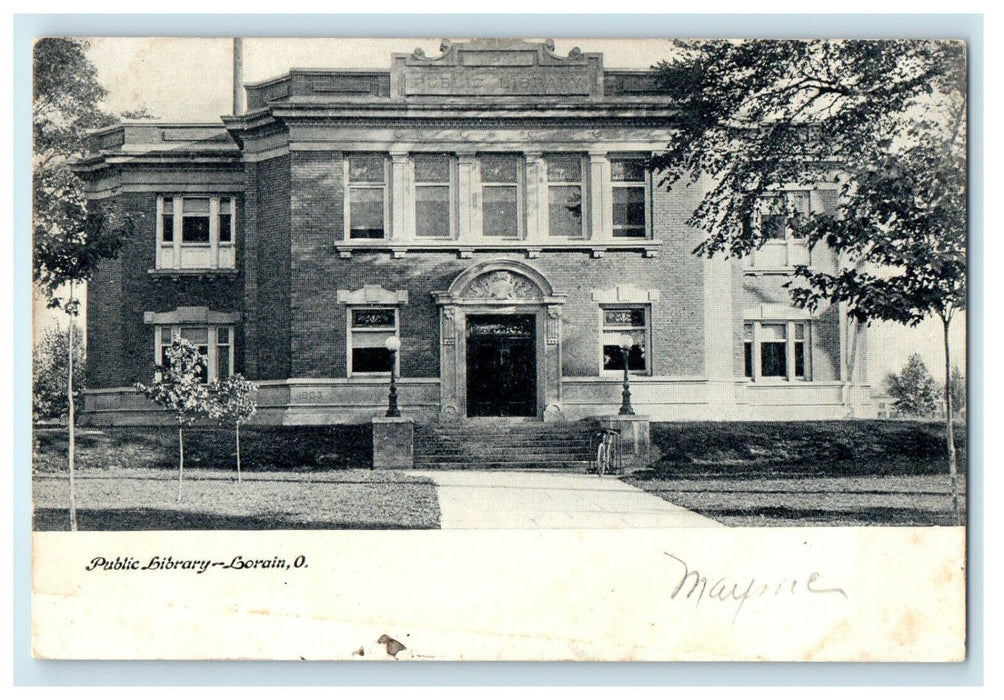 c1910 Public Library Lorain Ohio OH Antique Unposted Postcard