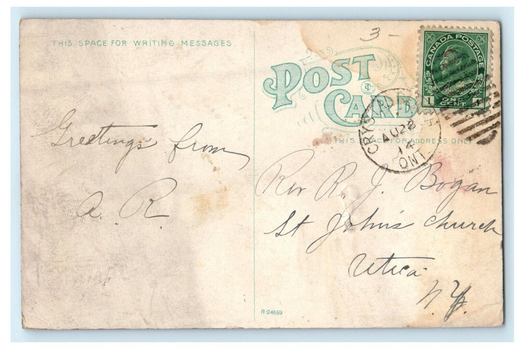 c1910 Steamship Arriving, Bathing Scene, Crystal Beach Canada CA Postcard