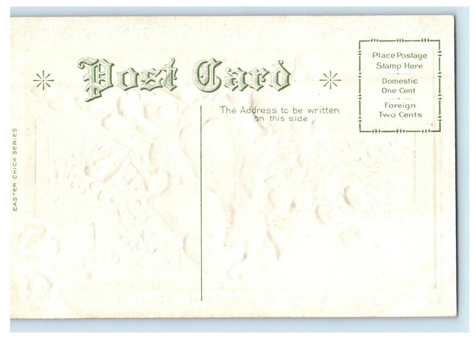 c1910's Greetings Eastertide Gold Cross Flowers Chicks In Nest Embossed Postcard