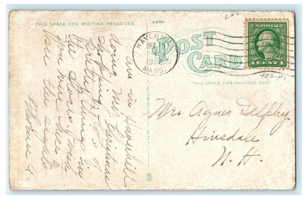 1922 Hale Hospital, Haverhill, Massachusetts MA Posted Postcard