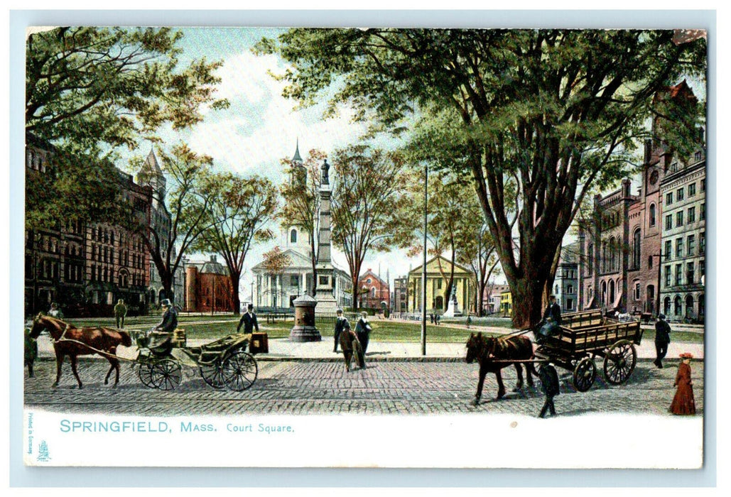 c1905 Court Square Springfield Massachusetts MA Unposted Tuck Postcard