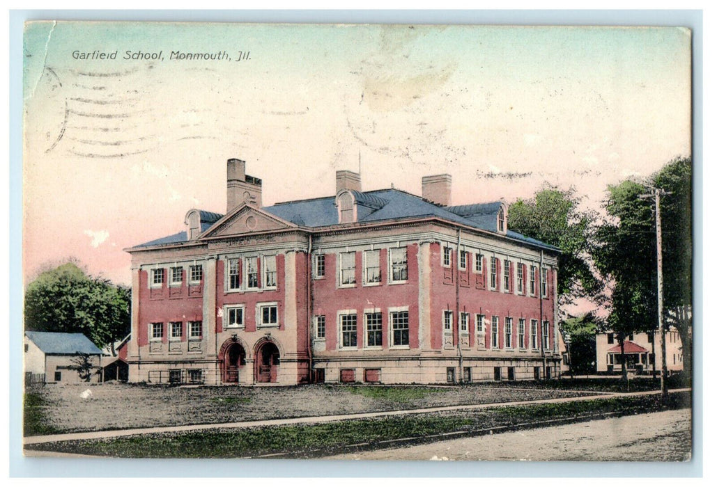 1910 Garfield School Monmouth Illinois IL Posted Antique Postcard
