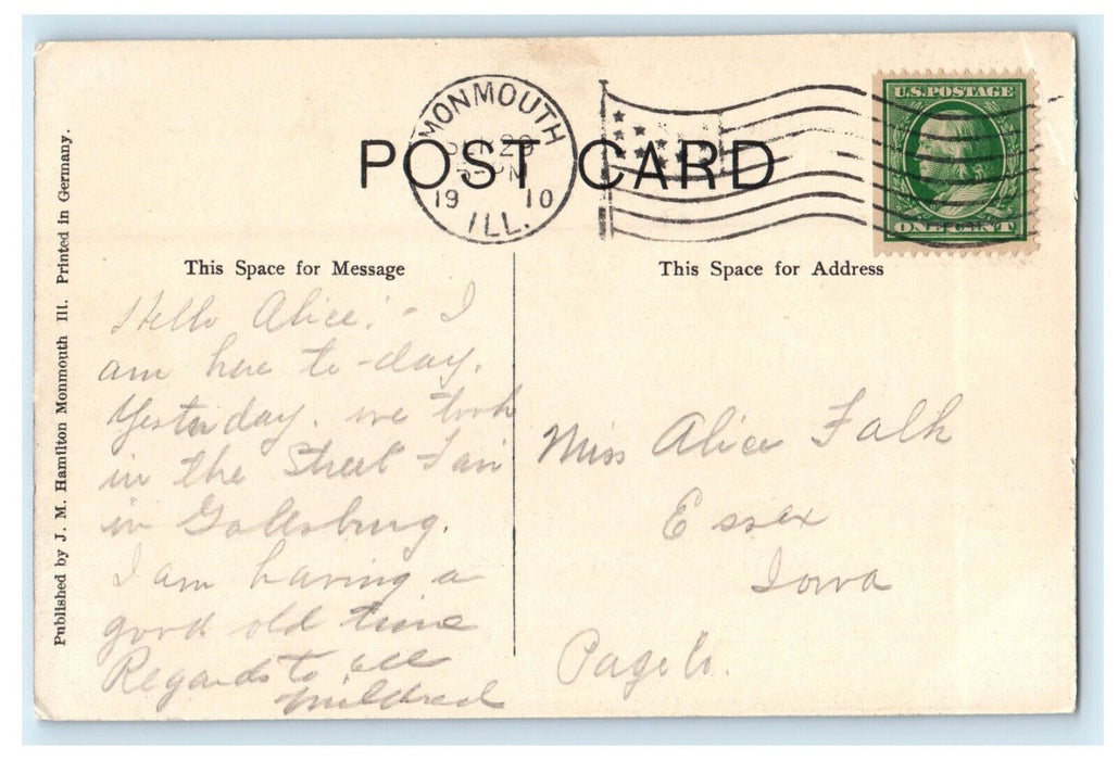 1910 Garfield School Monmouth Illinois IL Posted Antique Postcard