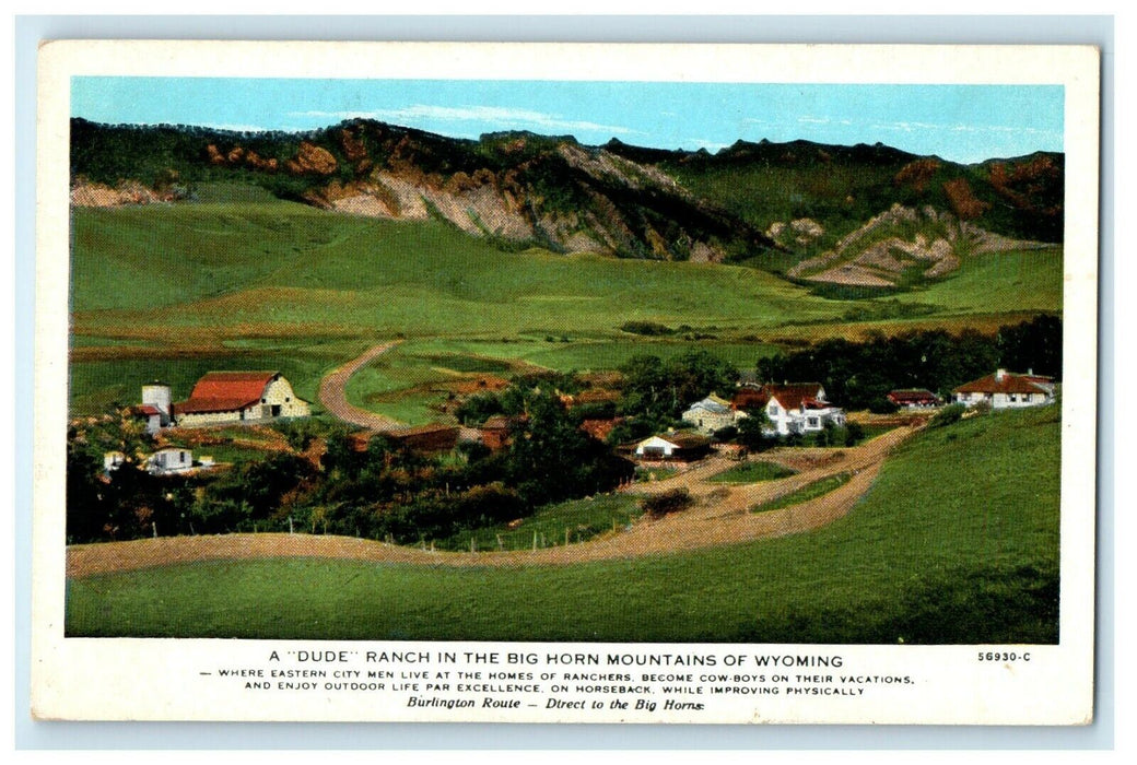 View Of A Dude Ranch In The Big Horn Mountains Of Wyoming WY Postcard