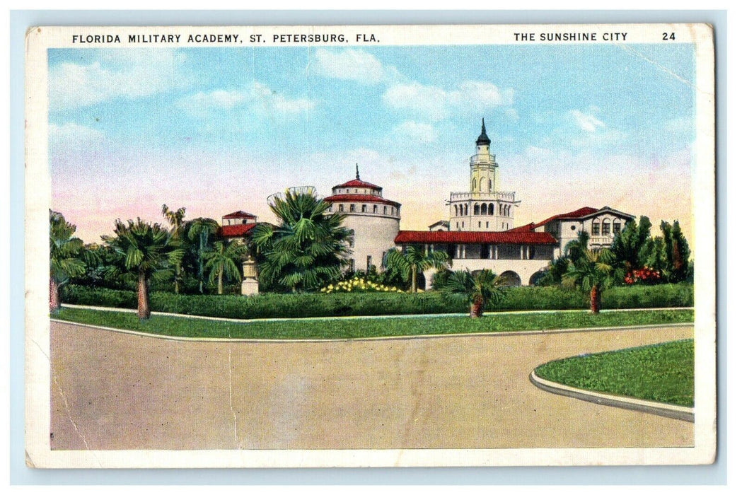 c1920's Florida Military Academy St. Petersburg FL, The Sunshine City Postcard