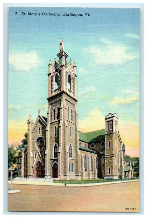 c1917 St Mary's Cathedral, Burlington, Vermont Antique Unposted Postcard