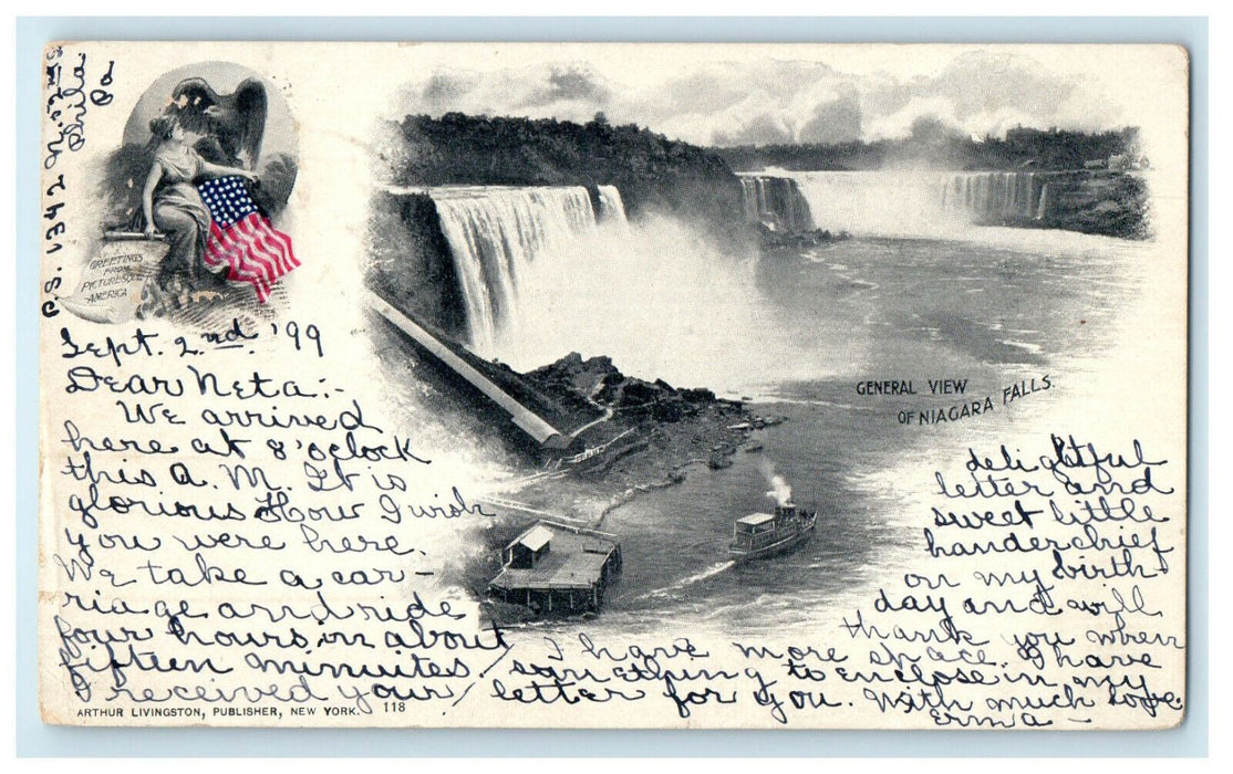 1899 General View of Niagara Falls New York NY Posted Antique PMC Postcard
