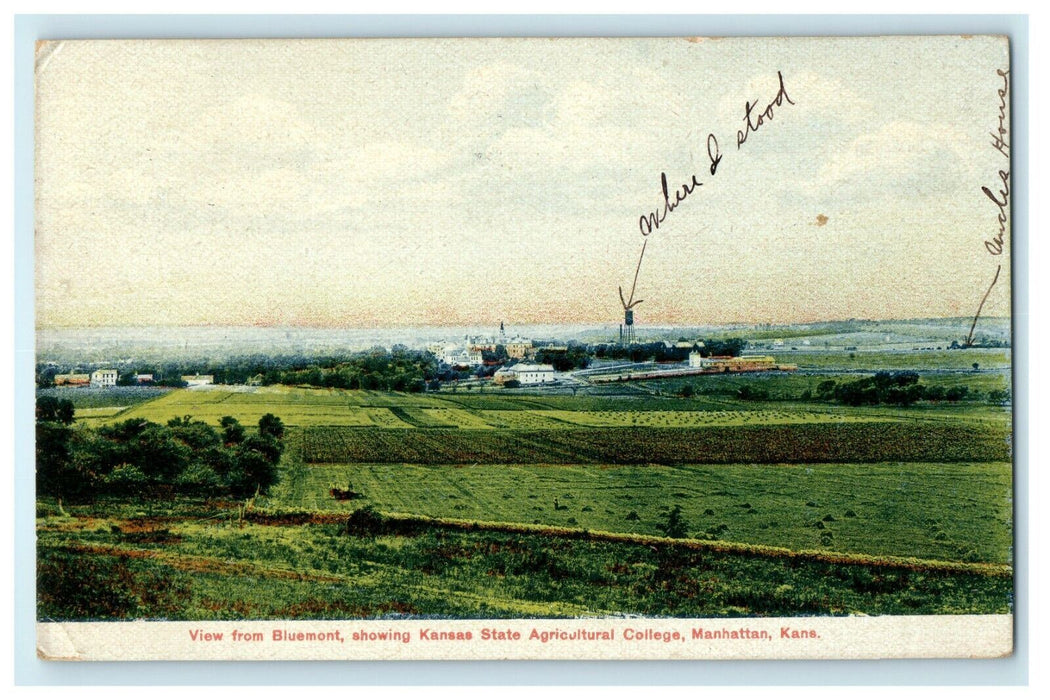 1910 Kansas State Agricultural College View from Bluemont Kansas KS Postcard