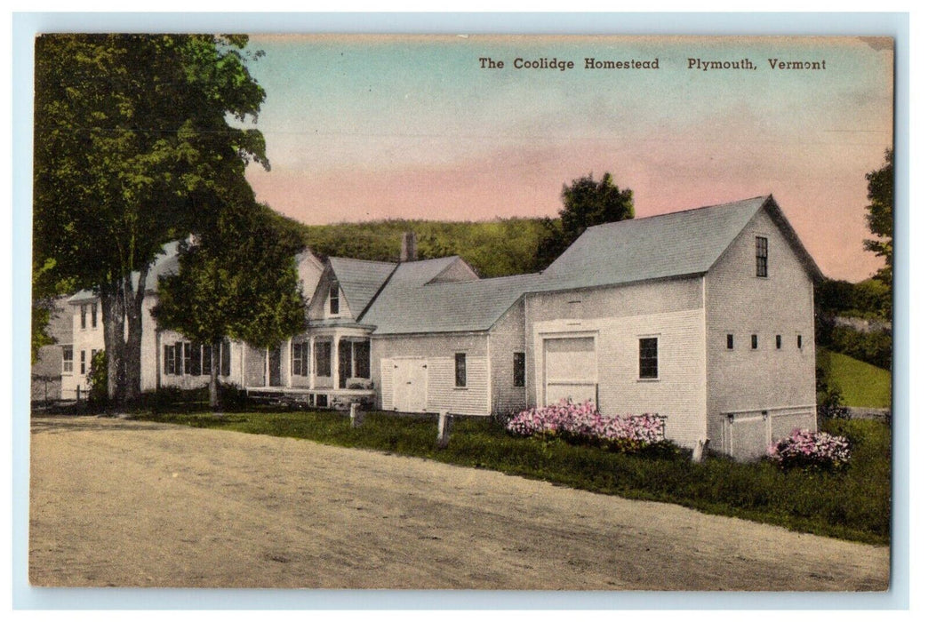 c1930's The Coolidge Homestead Plymouth Vermont VT Handcolored Vintage Postcard