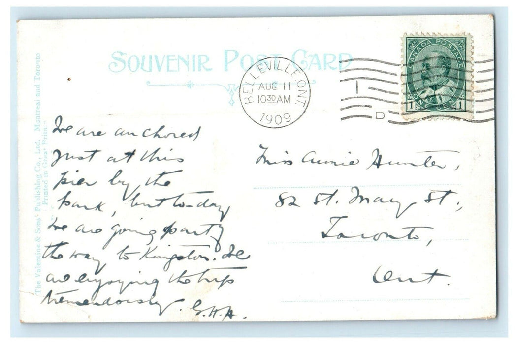 1909 Queen Victoria Park Sailboats Belleville Ontario Canada Antique Postcard