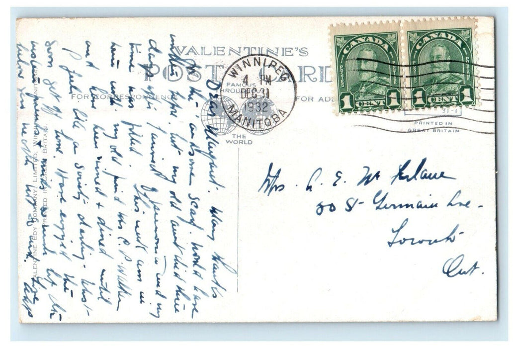 1932 Maryland Bridge Over Assiniboine River Winnipeg Manitoba Canada Postcard