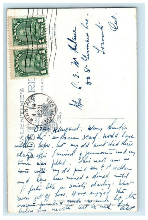 1932 Maryland Bridge Over Assiniboine River Winnipeg Manitoba Canada Postcard