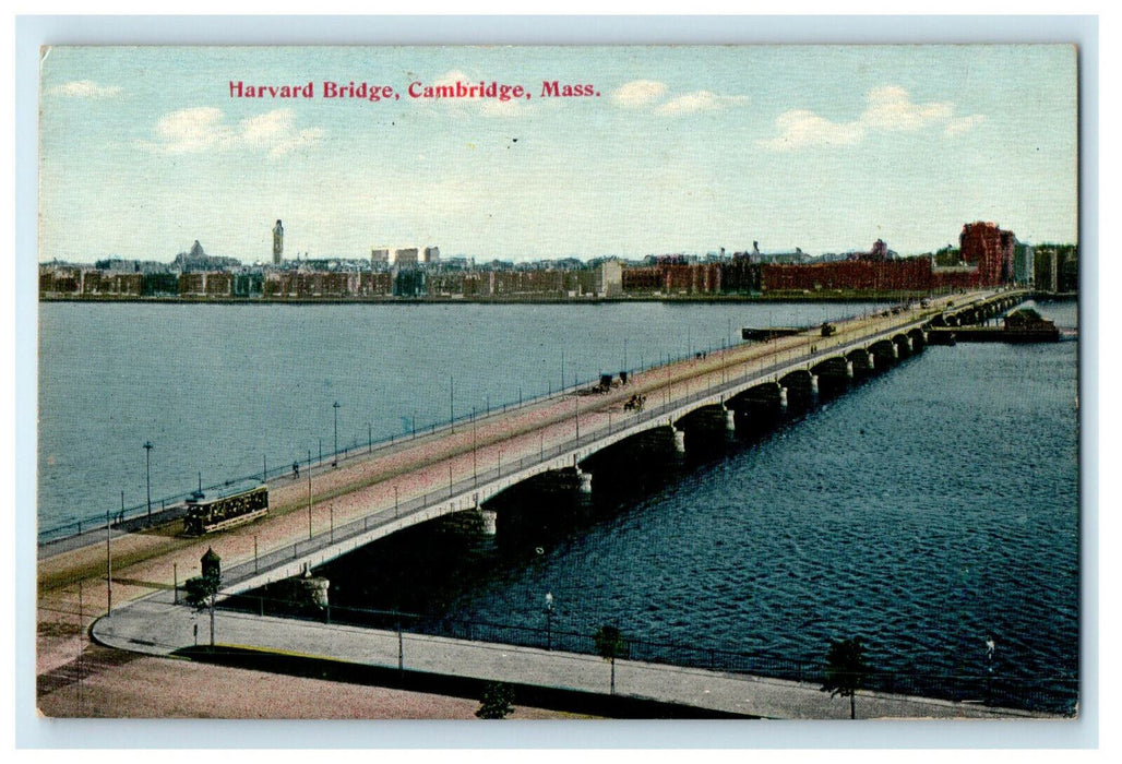 c1910 Harvard Bridge, Cambridge Massachusetts MA Unposted Antique Postcard