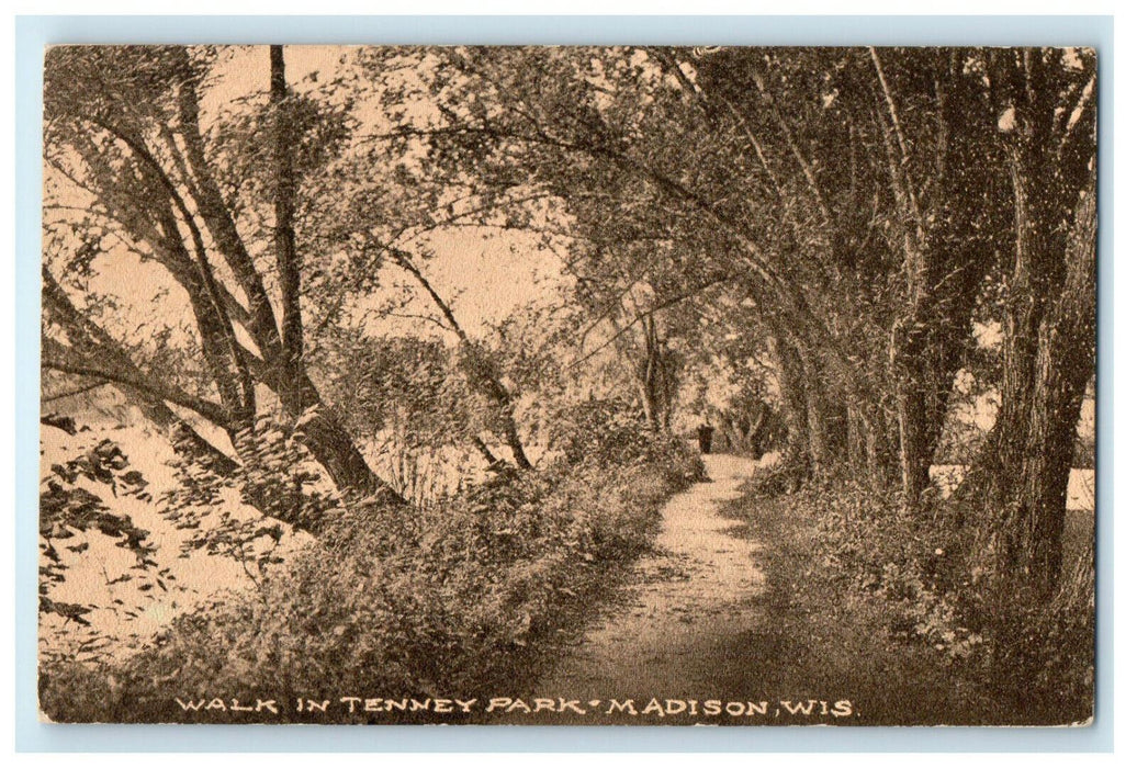 c1910 Walk In Tenney Park, Madison Wisconsin WI Tom Jones Ivory Postcard