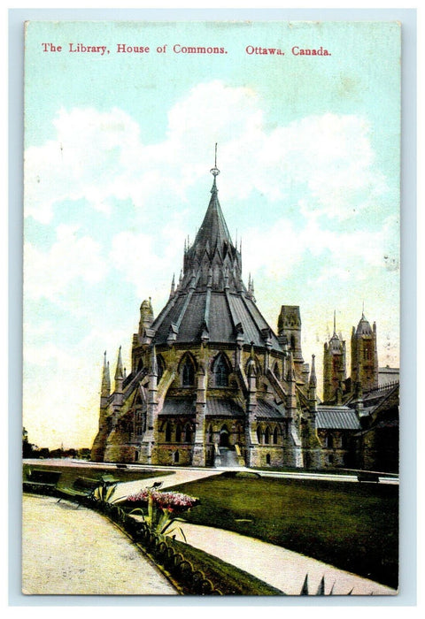 1910 The Library House Of Commons Ottawa Canada Posted Antique Postcard