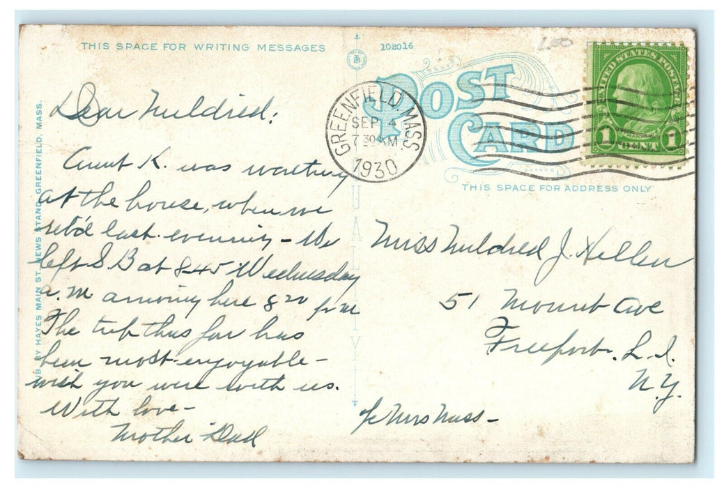 1930 Franklin County Public Hospital. Greenfield Massachusetts MA Postcard