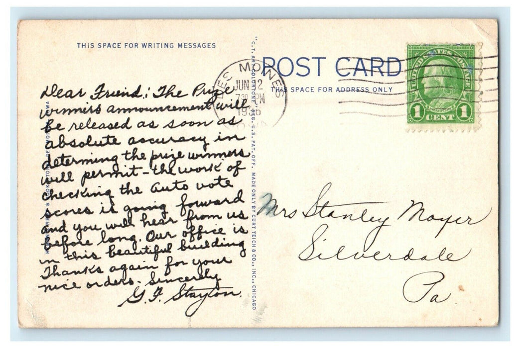 1936 Homestead Building Street View Des Moines Iowa IA Posted Vintage Postcard
