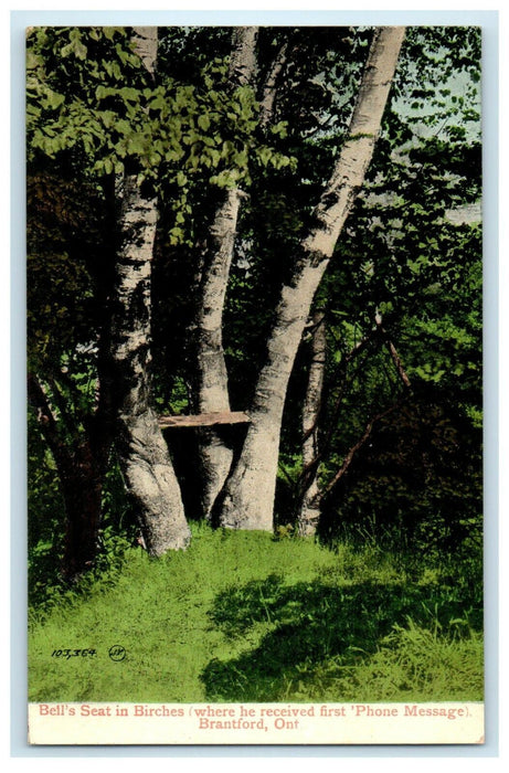 1909 Bell's Seat In Birches Brantford Ontario Canada Posted Antique Postcard