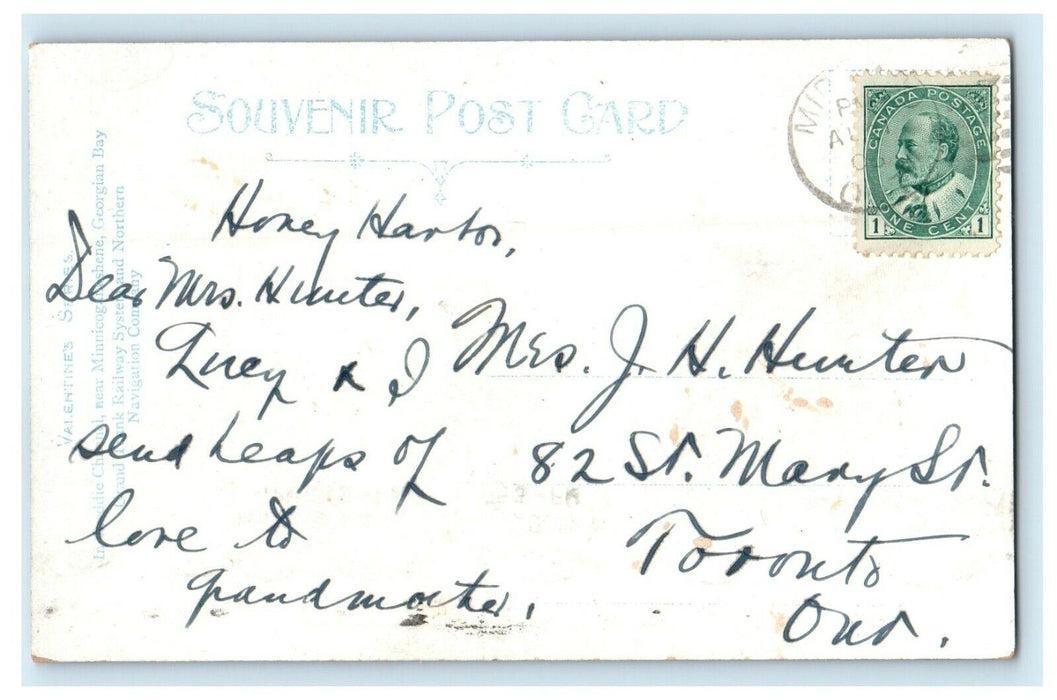 c1905 In Freddie Channel Near Minnicoganashene Georgian Bay Canada Postcard