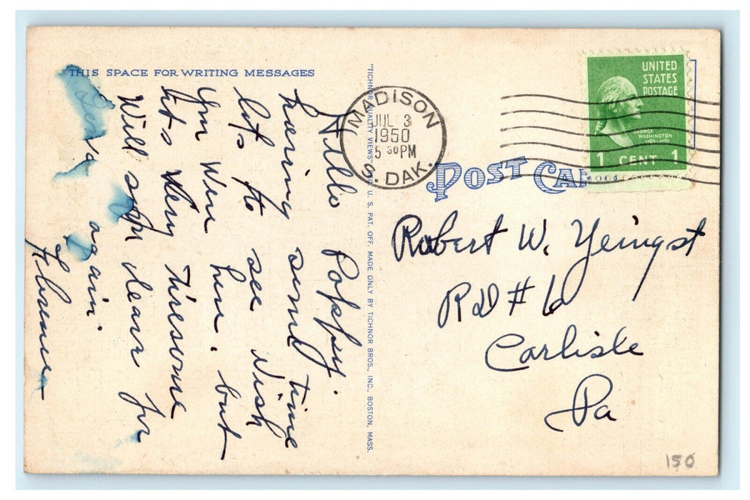 1950 Eastern State Teachers College, Madison South Dakota SD Postcard