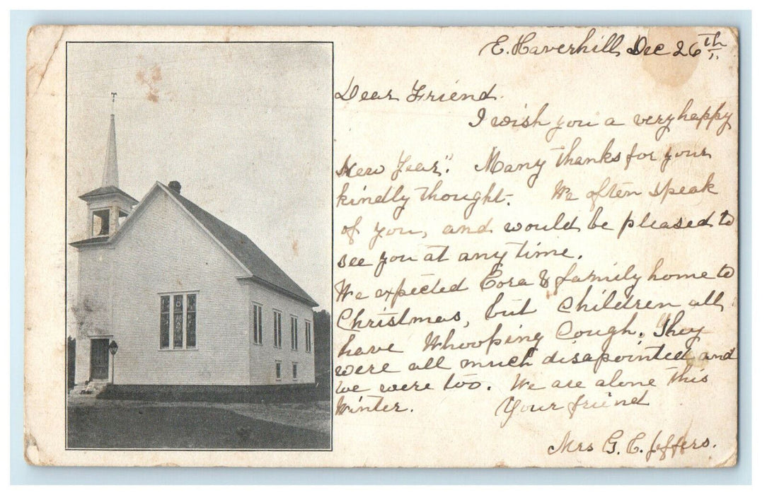 1905 East Haverhill Church Pike Christmas Whooping Cough PMC Postcard