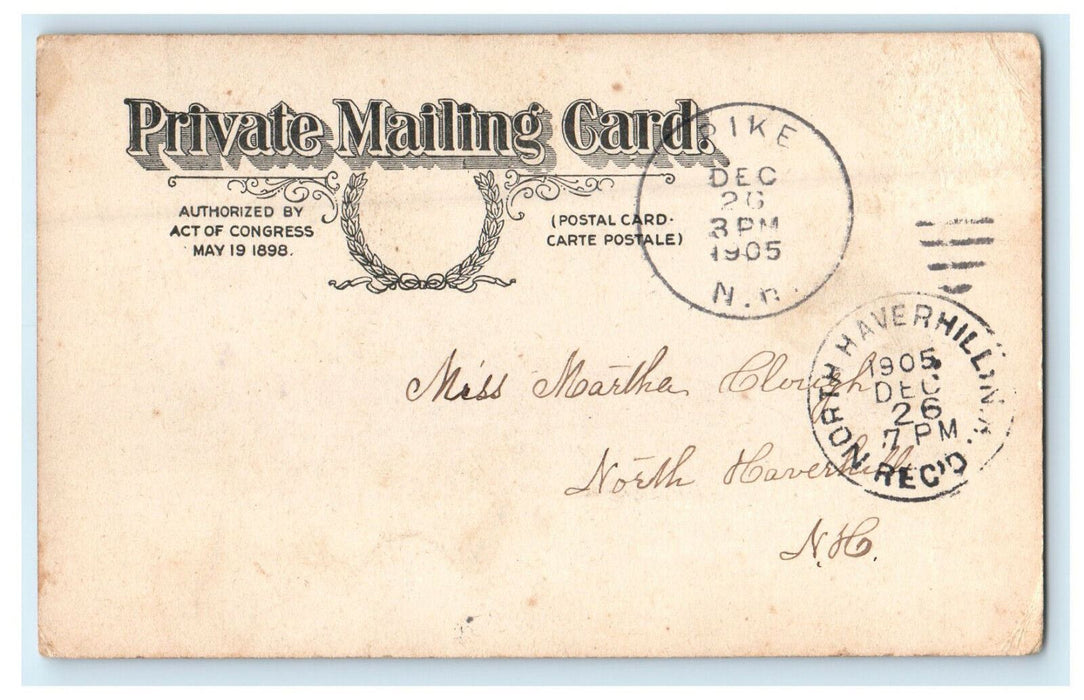 1905 East Haverhill Church Pike Christmas Whooping Cough PMC Postcard