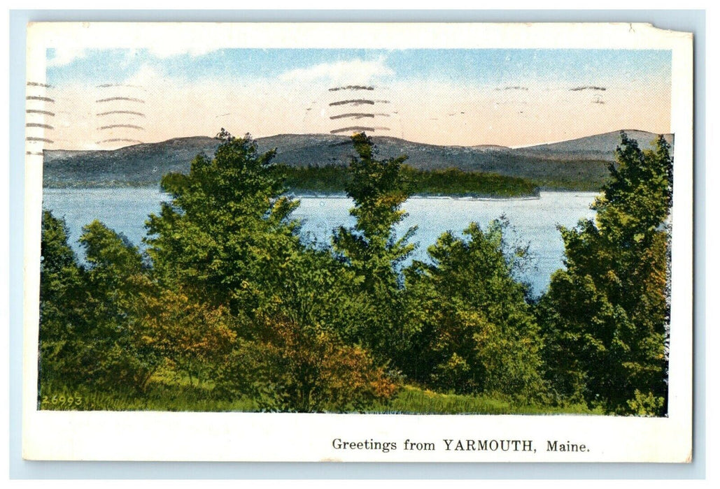 1933 Greetings From Yarmouth Maine ME Posted Vintage Postcard