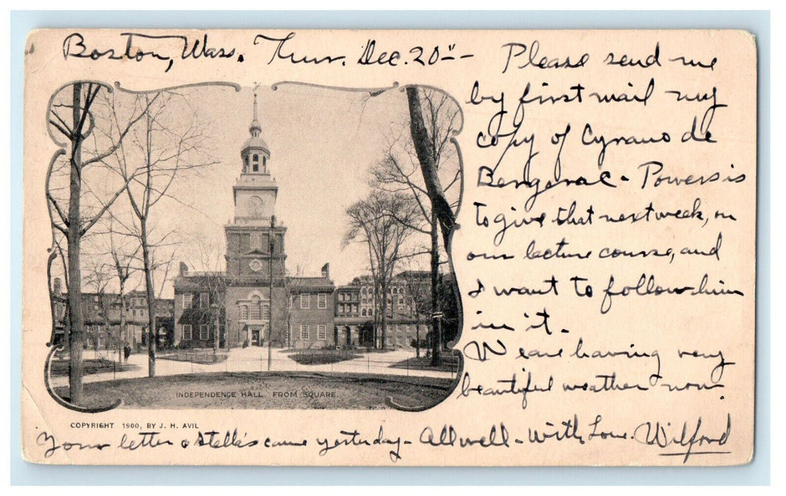 1900 Independence Hall from Square Philadelphia Pennsylvania PA Cancel Postcard