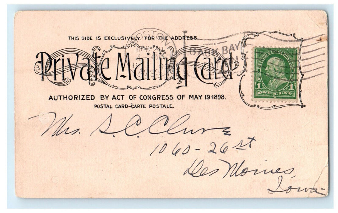 1900 Independence Hall from Square Philadelphia Pennsylvania PA Cancel Postcard