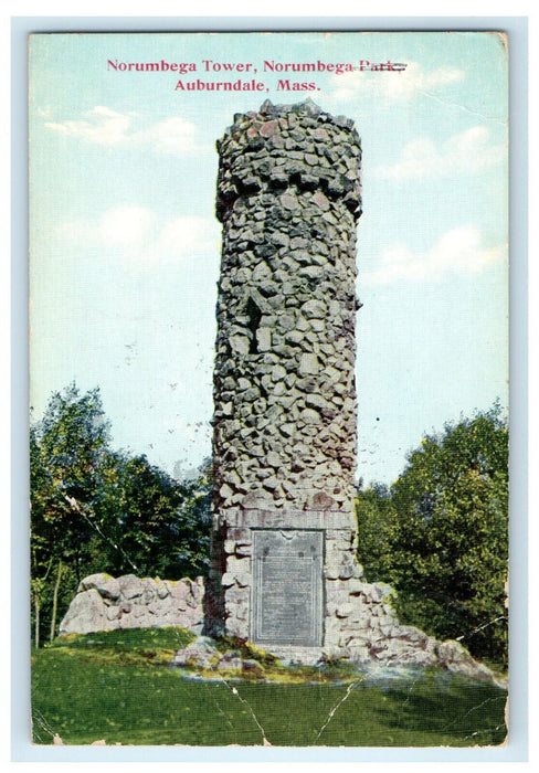 1912 Norumbega Tower, Norumbega Park, Auburndale Massachusetts MA Postcard