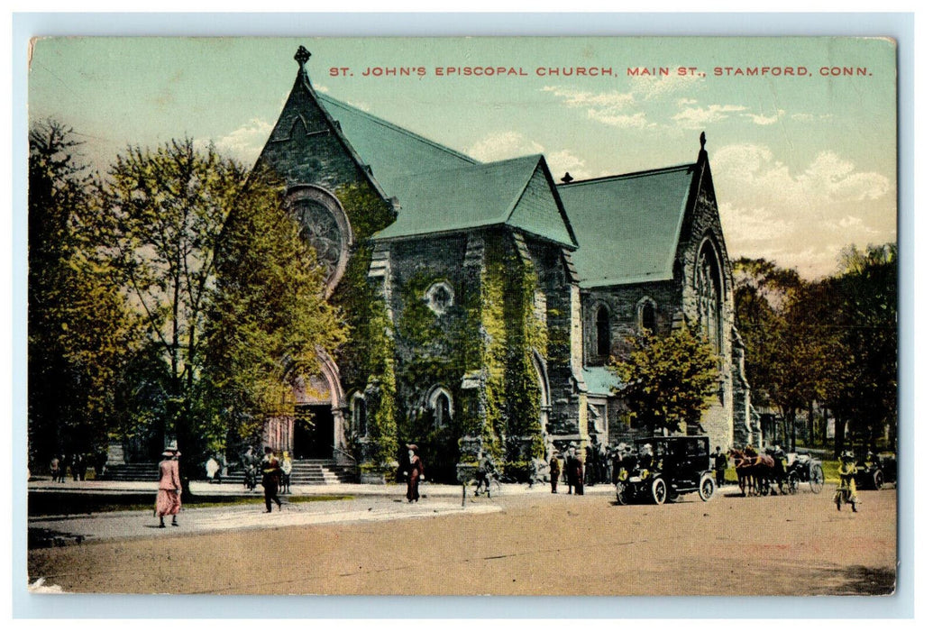 c1910 St. John's Episcopal Church Main Street Stamford Connecticut CT Posted