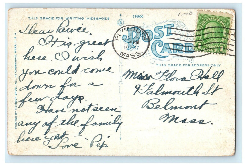 1933 Canopy Over Plymouth Rock And Coles Hill Plymouth Massachusetts MA Postcard
