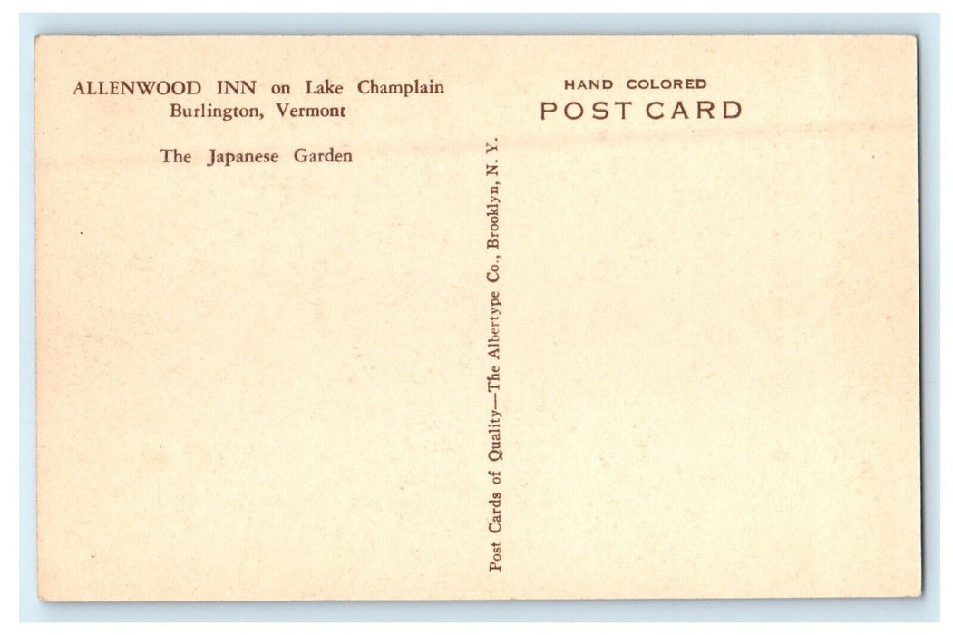 c1940's Allenwood Inn On Lake Champlain Burlington Vermont Handcolored Postcard