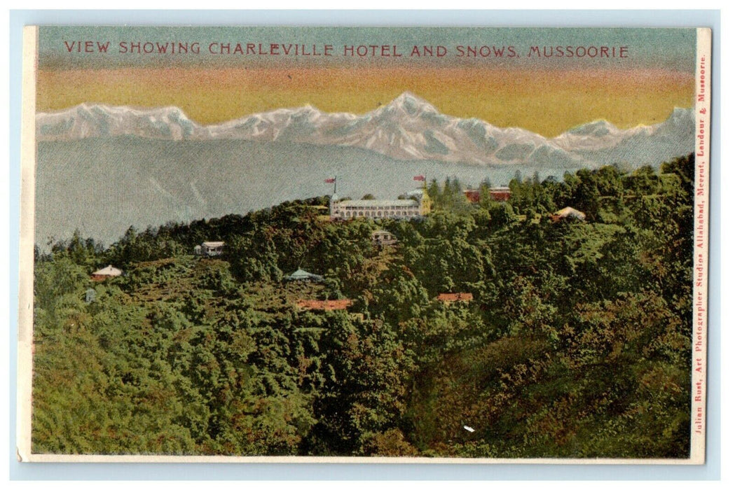 View Showing Charleville Hotel And Snows Mussoorie India Postcard